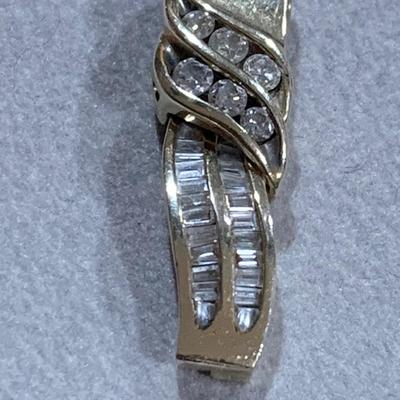 14k Yellow Gold w/ Baguettes Hanging Estate Pendant