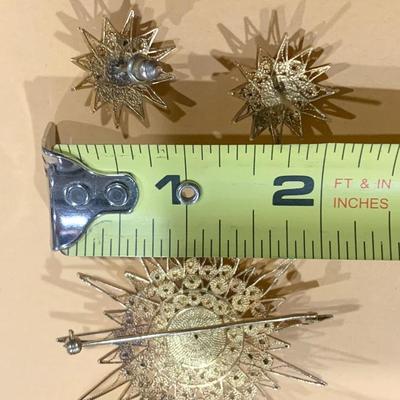 Fantastic Antique Yellow Gold Filigree Brooch/Pendant w/ Matching Earrings