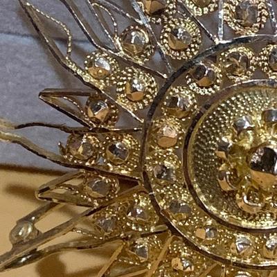 Fantastic Antique Yellow Gold Filigree Brooch/Pendant w/ Matching Earrings