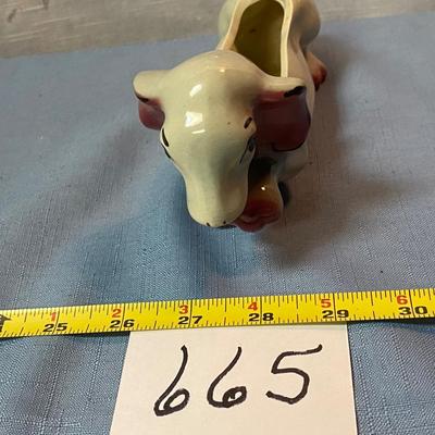 Antique Gray and Pink Walking Dog Planter