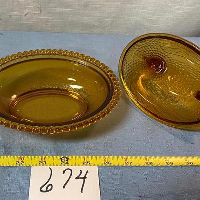 Vintage Amber Indiana Hen on Nest