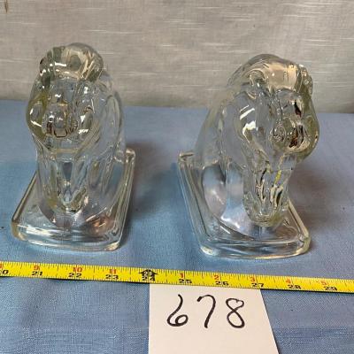 Vintage Deco Glass Horse head Bookends