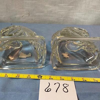 Vintage Deco Glass Horse head Bookends