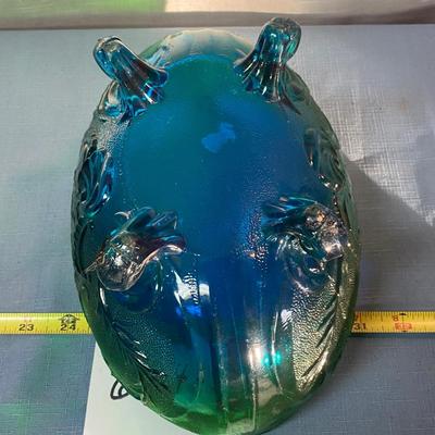 Vintage Jeanette Lombardi Flash Blue Footed Bowl