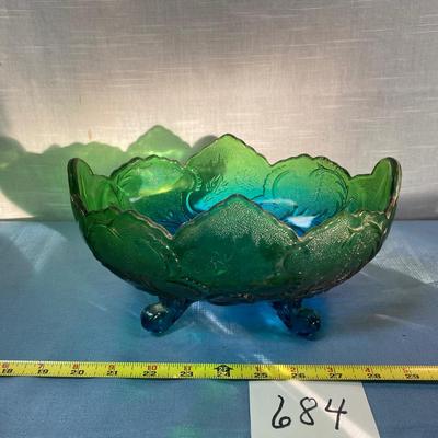 Vintage Jeanette Lombardi Flash Blue Footed Bowl