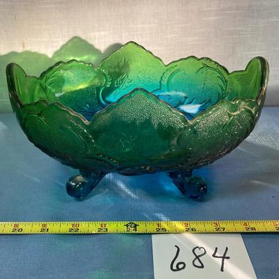 Vintage Jeanette Lombardi Flash Blue Footed Bowl