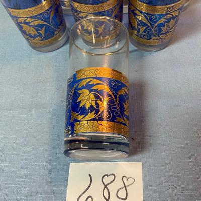 Vintage Moroccan Colbalt and Gold MCM Highball Glasses