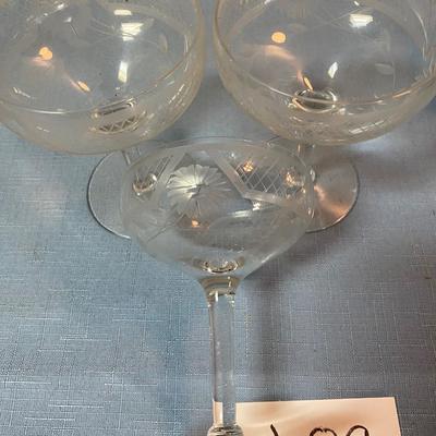 Vintage Etched Stemmed Glasses