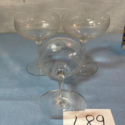 Vintage Etched Stemmed Glasses
