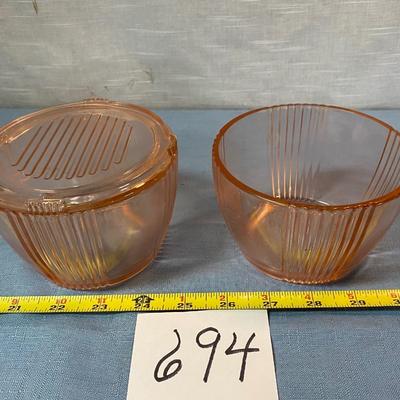 Vintage Pink Depression Glass Refrigerator Jars