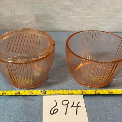 Vintage Pink Depression Glass Refrigerator Jars