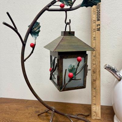 Slatkin & Co. Snowman Cookie Jar and small Hanging Lantern with stand