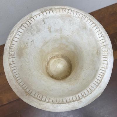 Natural Stone Looking Plaster Pedestal Urn with Cherubs