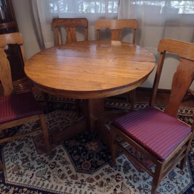 Vintage Wooden Table with Four Chairs