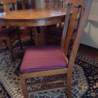 Vintage Wooden Table with Four Chairs