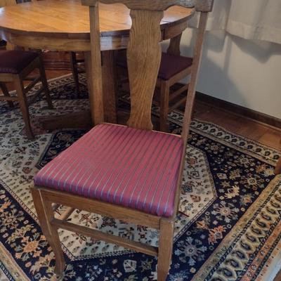 Vintage Wooden Table with Four Chairs