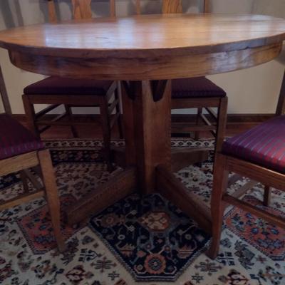 Vintage Wooden Table with Four Chairs
