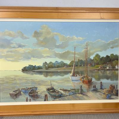 Oil on Canvas "Sail Boats" Edith A Vincent 