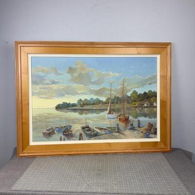 Oil on Canvas "Sail Boats" Edith A Vincent 