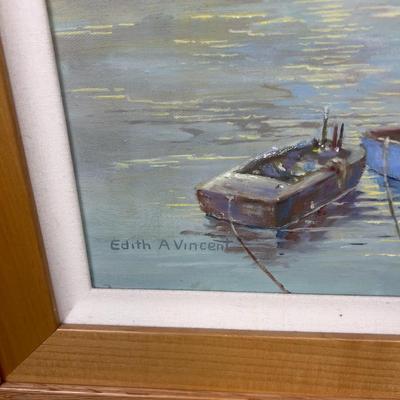 Oil on Canvas "Sail Boats" Edith A Vincent 