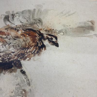 Watercolor "Ruffed Grouse in Flight" Douglas P. ???