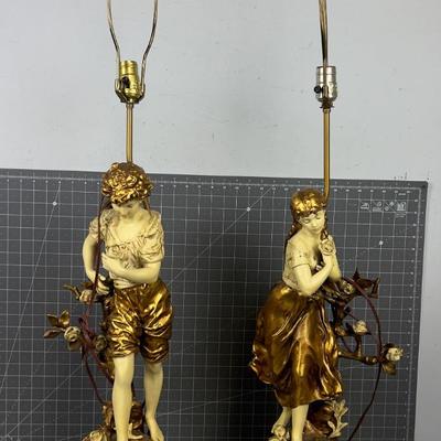 L&F Moreau Lamps pair Signed Hollywood Regency Style