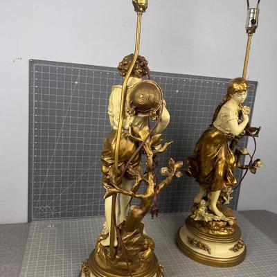 L&F Moreau Lamps pair Signed Hollywood Regency Style
