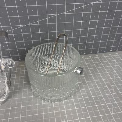 (2) Cut Glass & Pressed Glass Ice Buckets 