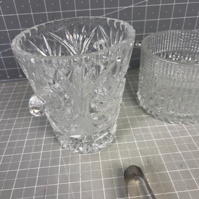 (2) Cut Glass & Pressed Glass Ice Buckets 