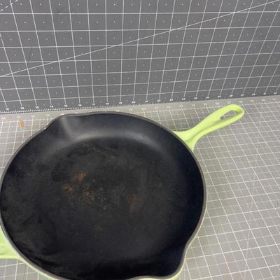 LeCreuset Apple Green Cast Iron Fry Pan 10-1/2" 