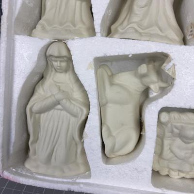 Bisque Porcelain Nativity Set, 