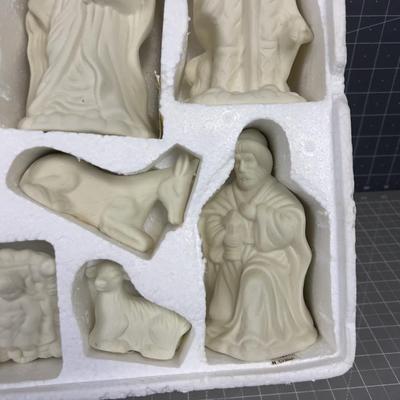 Bisque Porcelain Nativity Set, 