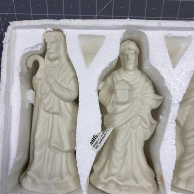 Bisque Porcelain Nativity Set, 