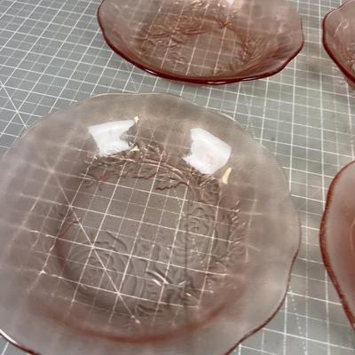 6 Pink Glass Salad Bowls 