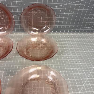 6 Pink Glass Salad Bowls 