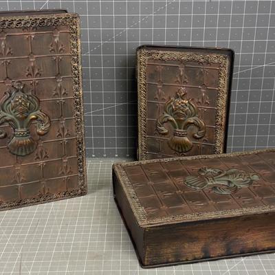 2 Sets, Decorative Metal Boxes Nested