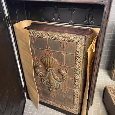 2 Sets, Decorative Metal Boxes Nested