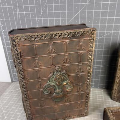 2 Sets, Decorative Metal Boxes Nested