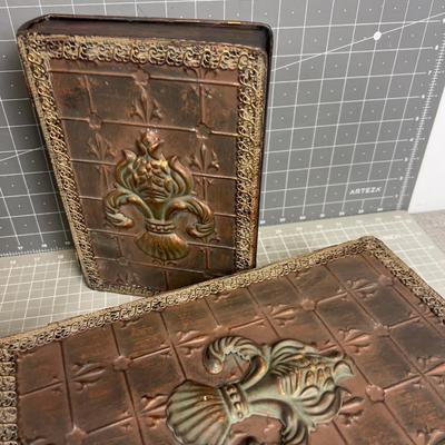 2 Sets, Decorative Metal Boxes Nested