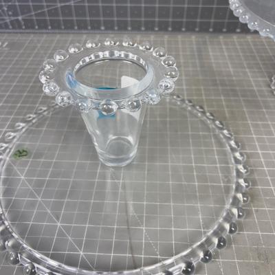 Diamond Star Cake Plates. Pair