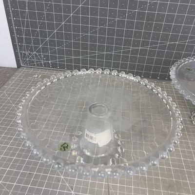 Diamond Star Cake Plates. Pair