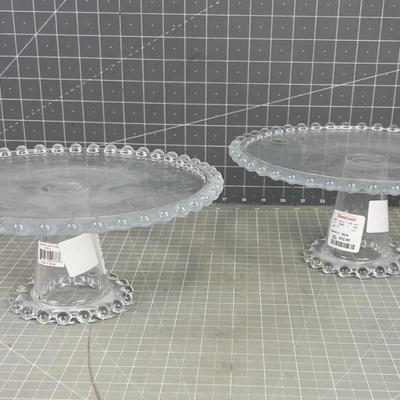 Diamond Star Cake Plates. Pair