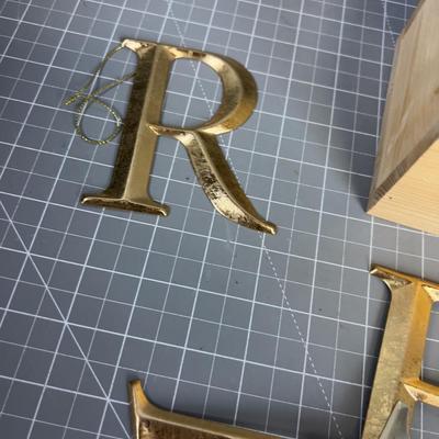 Golden Metal Ornaments Letters 