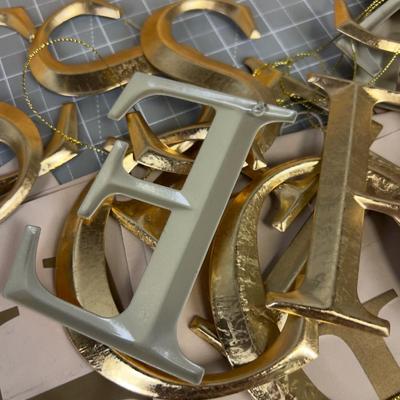 Golden Metal Ornaments Letters 