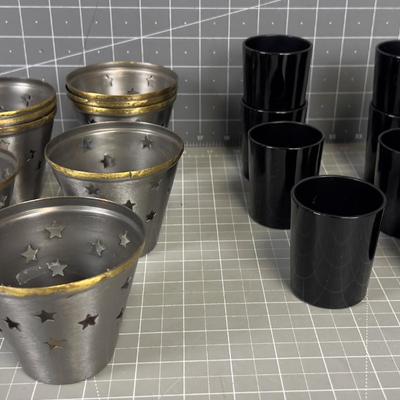 VOTIVE Holders Black and Metal Stars