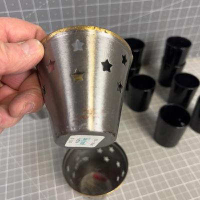 VOTIVE Holders Black and Metal Stars