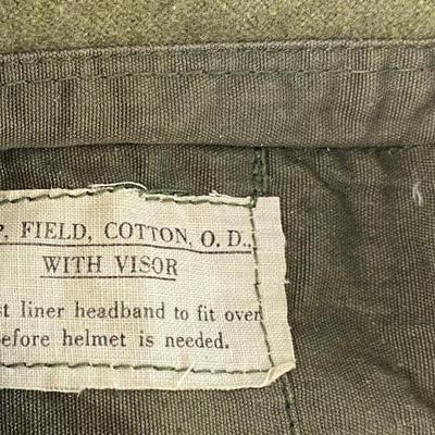 US ARMY COTTON O.D. FIELD CAP WITH VISOR SIZE 6 3/4 