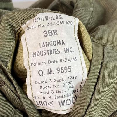 US ARMY WOOL O.D. IKE JACKET SIZE 36R 1940s 