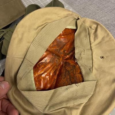 Pile of Misc. Army Gear; Suspenders & Duffel Bag