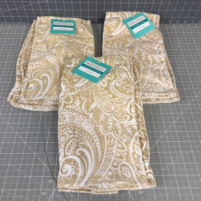 3 Sets of 2 Kitchen TOWELS All Tan